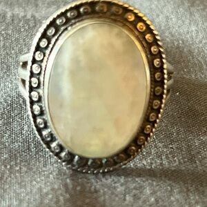 Vintage 1” Faceted Rainbow Moonstone Oval Ring Size 10